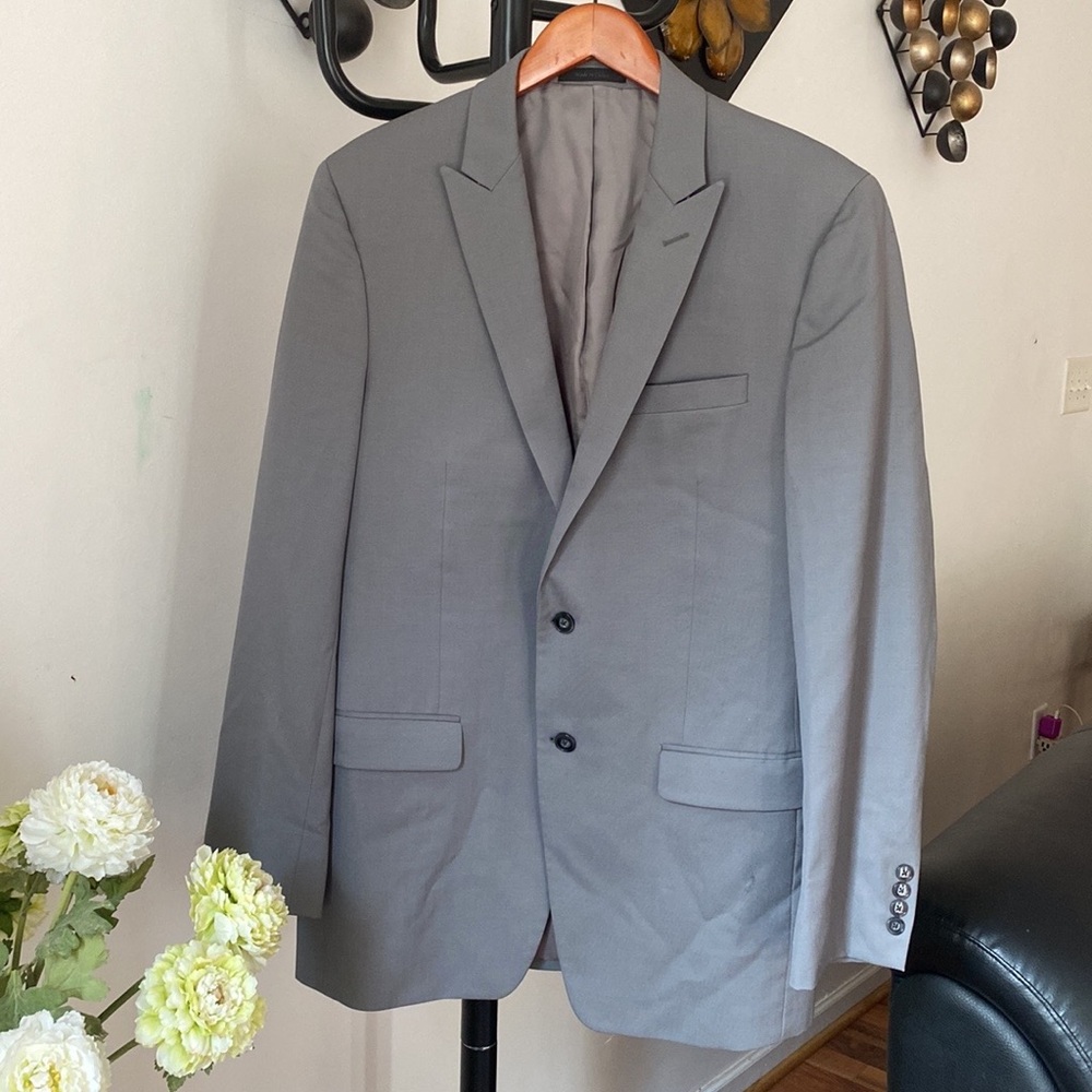 Men's Gray Calvin Klein Suit Wool Jacket 40L   100% wool